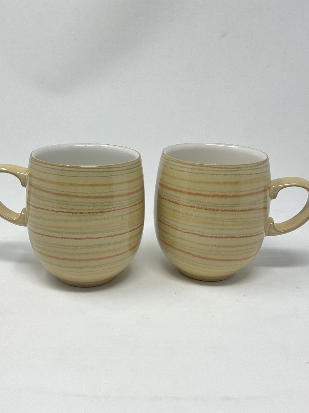 2 Denby Caramel Stripes (retired) Stoneware Coffee mugs